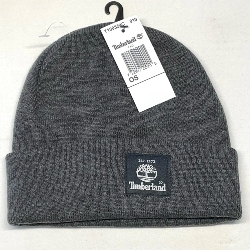 Timberland Men’s Cuffed Beanie Winter Hat Lightweight T100354C 010 Gray NWT - Picture 9 of 15